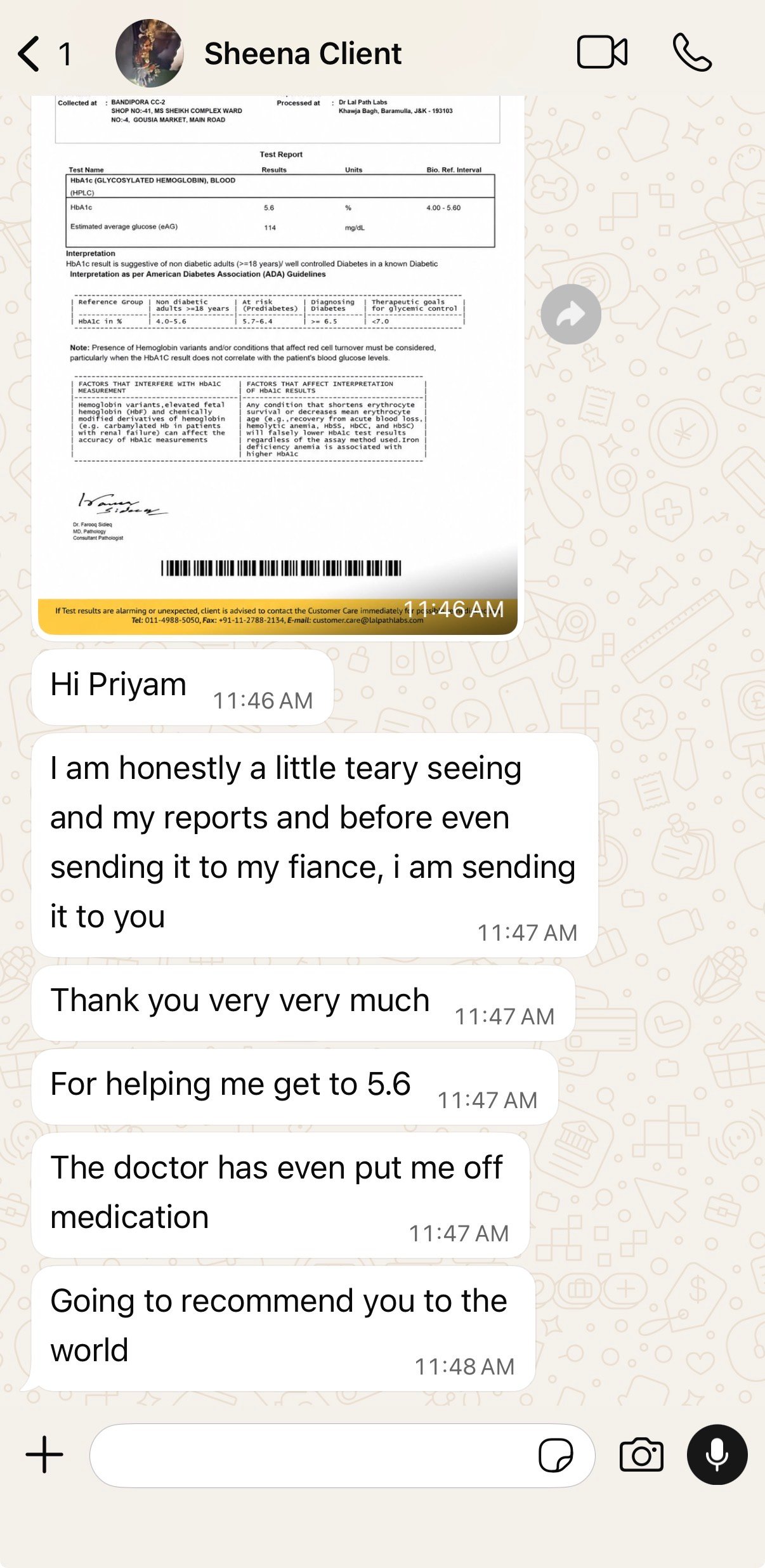 Client result screenshot